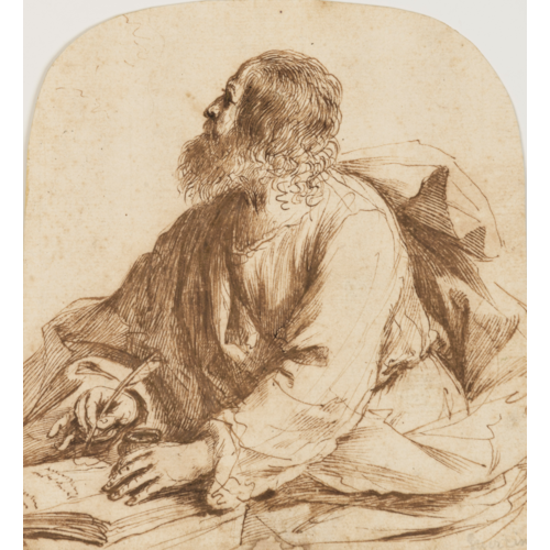 An Evangelist Seated at a Table Writing
